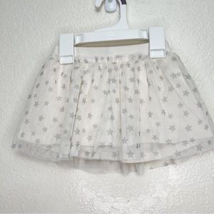 JUMPING BEANS NWT Girls Size 2T White‎ with Silver Stars Tulle Skirt with Shorts